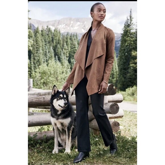 Soft Surroundings Shape Drape Jacket Womens Petite PM Brown Faux Suede Rodeo NWT - Picture 3 of 3